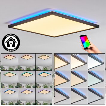 Zuren ceiling light, Panel LED black, 1-light source, Colour changer