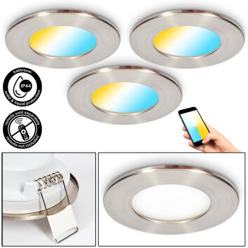 Ramek ceiling light, recessed light LED matt nickel, 3-light sources