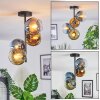 Koyoto ceiling light, globe light 31 cm blue, gold, green, clear, 4-light sources
