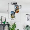 Koyoto ceiling light, globe light 31 cm blue, gold, green, clear, 4-light sources