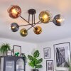 Koyoto ceiling light, globe light 78 cm blue, gold, green, clear, coppery, 6-light sources