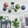 Gastor ceiling light, globe light 80 cm blue, chrome, green, coppery, Smoke-coloured, 6-light sources