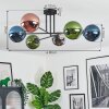 Gastor ceiling light, globe light 80 cm blue, chrome, green, coppery, Smoke-coloured, 6-light sources