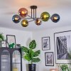 Gastor ceiling light, globe light 80 cm blue, chrome, green, coppery, Smoke-coloured, 6-light sources
