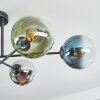 Gastor ceiling light, globe light 80 cm blue, chrome, green, clear, coppery, Smoke-coloured, 6-light sources