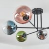 Gastor ceiling light, globe light 80 cm blue, chrome, green, clear, coppery, Smoke-coloured, 6-light sources