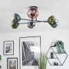 Gastor ceiling light, globe light 80 cm blue, chrome, green, clear, coppery, Smoke-coloured, 6-light sources