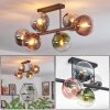 Gastor ceiling light, globe light blue, chrome, green, clear, coppery, Smoke-coloured, 6-light sources
