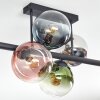 Gastor ceiling light, globe light blue, chrome, green, clear, coppery, Smoke-coloured, 6-light sources