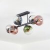 Gastor ceiling light, globe light blue, chrome, green, clear, coppery, Smoke-coloured, 6-light sources