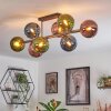 Gastor ceiling light, globe light blue, green, coppery, 8-light sources