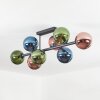 Gastor ceiling light, globe light blue, green, coppery, 8-light sources