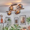 Koyoto ceiling light, globe light gold, black, 8-light sources