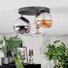 Koyoto ceiling light, globe light Amber, chrome, clear, Smoke-coloured, 3-light sources