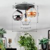 Koyoto ceiling light, globe light Amber, chrome, clear, Smoke-coloured, 3-light sources