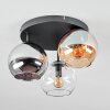 Koyoto ceiling light, globe light Amber, chrome, clear, Smoke-coloured, 3-light sources