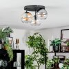 Koyoto ceiling light, globe light Amber, clear, Smoke-coloured, 3-light sources