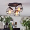 Koyoto ceiling light, globe light chrome, clear, Smoke-coloured, 3-light sources