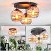 Koyoto ceiling light, globe light Amber, 3-light sources