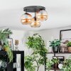 Koyoto ceiling light, globe light Amber, 3-light sources