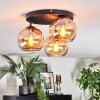 Koyoto ceiling light, globe light Amber, 3-light sources