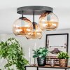Koyoto ceiling light, globe light Amber, 3-light sources