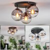 Koyoto ceiling light, globe light clear, Smoke-coloured, 3-light sources