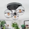 Koyoto ceiling light, globe light clear, Smoke-coloured, 3-light sources