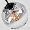 Koyoto ceiling light, globe light clear, Smoke-coloured, 3-light sources