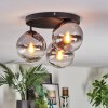 Koyoto ceiling light, globe light clear, Smoke-coloured, 3-light sources