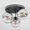 Koyoto ceiling light, globe light clear, Smoke-coloured, 3-light sources