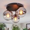 Koyoto ceiling light, globe light clear, Smoke-coloured, 3-light sources