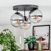 Koyoto ceiling light, globe light clear, Smoke-coloured, 3-light sources