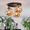 Gastor ceiling light, globe light Amber, 3-light sources