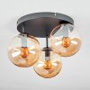 Gastor ceiling light, globe light Amber, 3-light sources