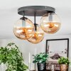 Gastor ceiling light, globe light Amber, 3-light sources