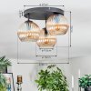 Koyoto ceiling light, globe light Amber, 3-light sources