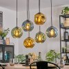 Ripoll hanging light, globe light, pendant light blue, gold, green, 6-light sources