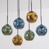 Ripoll hanging light, globe light, pendant light blue, gold, green, 6-light sources