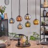 Koyoto hanging light, globe light, pendant light blue, chrome, gold, coppery, Smoke-coloured, 6-light sources