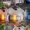 Koyoto hanging light, globe light, pendant light blue, chrome, gold, coppery, Smoke-coloured, 6-light sources