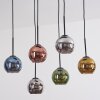 Koyoto hanging light, globe light, pendant light blue, chrome, gold, coppery, Smoke-coloured, 6-light sources