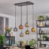 Koyoto hanging light, globe light, pendant light blue, chrome, gold, coppery, Smoke-coloured, 6-light sources