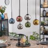 Koyoto hanging light, globe light, pendant light blue, chrome, gold, coppery, Smoke-coloured, 6-light sources