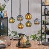 Koyoto hanging light, globe light, pendant light blue, gold, green, 6-light sources