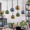 Koyoto hanging light, globe light, pendant light blue, gold, green, 6-light sources