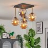 Gastor ceiling light, globe light gold, black, 5-light sources