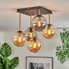 Gastor ceiling light, globe light gold, black, 5-light sources