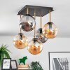 Gastor ceiling light, globe light gold, black, 5-light sources