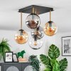 Gastor ceiling light, globe light gold, black, 5-light sources